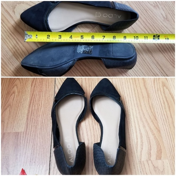2×$20 ALDO Black Leather Pointed Toe Flats Sz 9 - Picture 7 of 8
